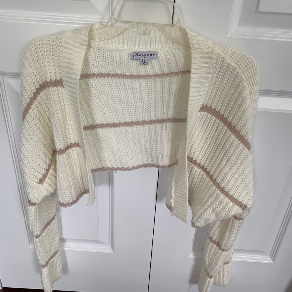 COPY - Cropped white striped cardigan size: S